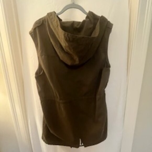 The Kooples Vest with hood -Green/Brown (army green) Heavy 100% cotton- Large - Picture 7 of 8